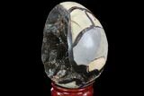 Septarian Dragon Egg Geode - Black Crystals #88330-2